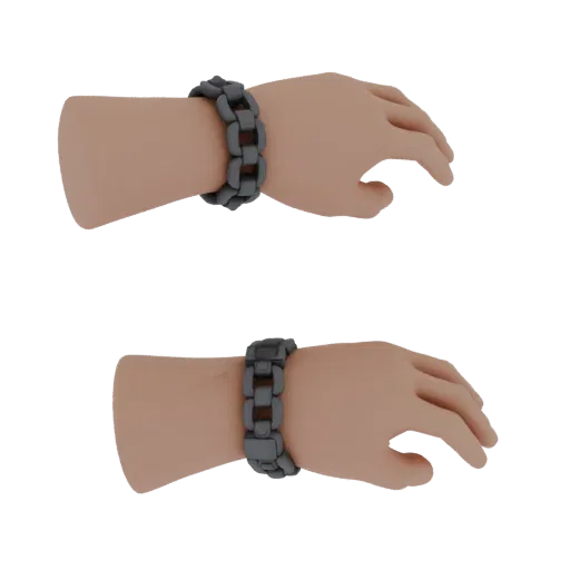 Готовая к печати 3D-модель браслета-манжеты с бусинами, студийный рендер спереди, показывающий форму, поверхность и масштаб б