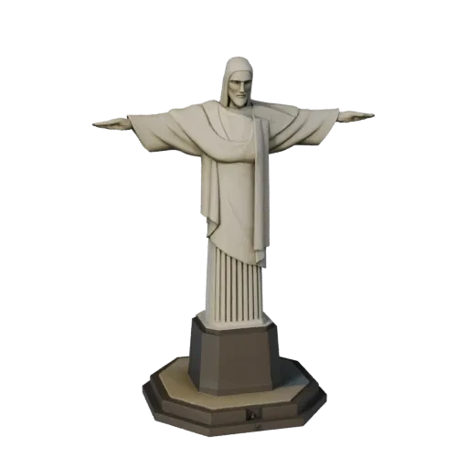 Готовая к использованию в Unity 3D модель Христа-Искупителя, окно просмотра движка Unity, показывающее материалы структуры до