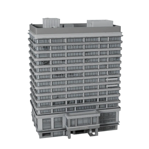 High Poly Low Rise Office Building 3D Model for Archviz