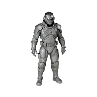 3D персонаж научно-фантастического офицера-NPC из тайной вселенной, вид в окне движка, готовый к анимации ассет со статичной