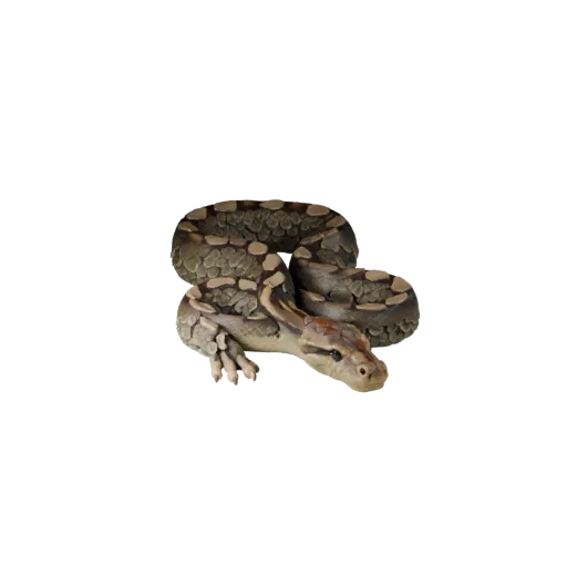 Мультяшная 3D-модель питона сетчатого, вид сбоку, рендер дикой природы, стилизованный ассет животного со складками кожи, форм