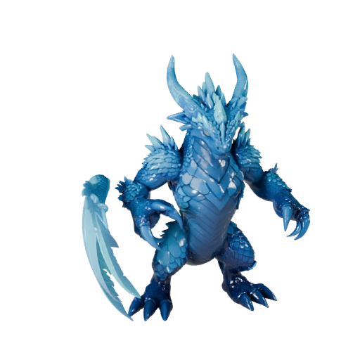 Мультяшный ледяной дракон 3D модель - стилизованный ассет для анимации