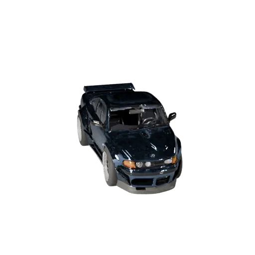 3D-модель Drift Car, студийный вид в три четверти, готовый к анимации транспортный ресурс с линиями кузова, остеклением, поло