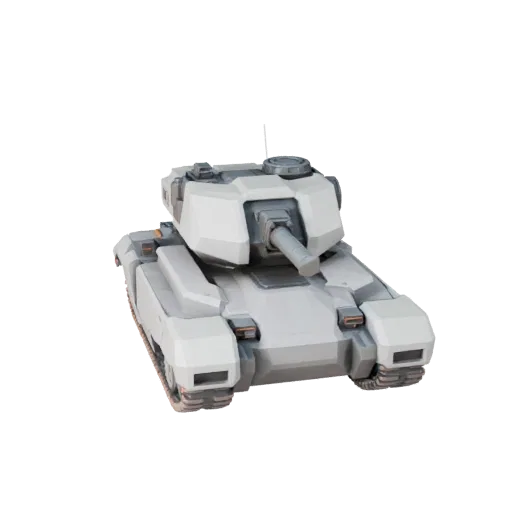 Низкополигональная 3D-модель Sci Fi Tank, вид из игрового окна в три четверти, низкополигональный актив транспортного средств