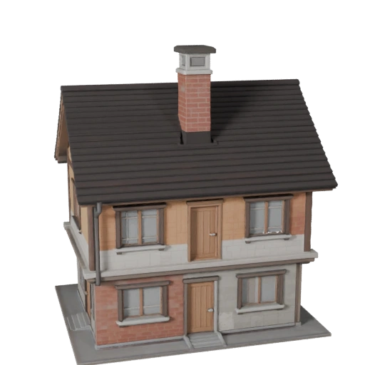 نموذج منزل صغير مزخرف ثلاثي الأبعاد - أصل لعبة للهندسة المعمارية