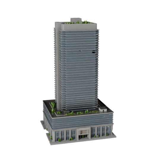 Low Poly Financial District Tower 3D Model for Games & VR