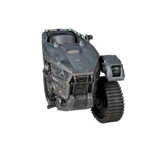 Высокополигональная 3D-модель БМП APC, студийный вид крупным планом, высокополигональный объект техники с массивной броней, п