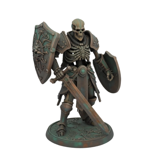 Миниатюра воина-скелета в стиле темного фэнтези STL - Марширующий
