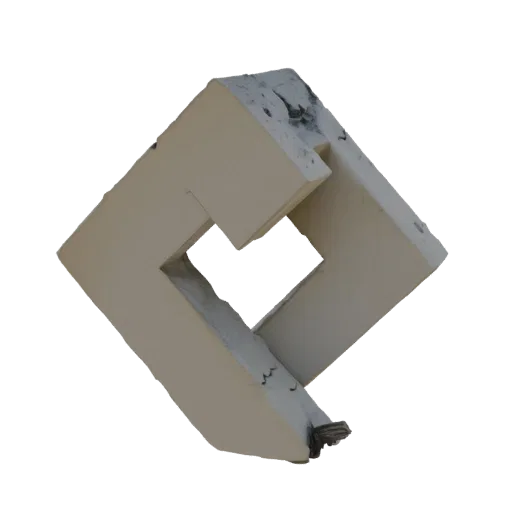 Предварительный просмотр 3D модели абстрактной геометрической скульптуры с состаренной текстурированной поверхностью на черно