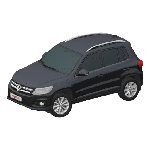 3D-рендер темно-серого Volkswagen Tiguan SUV на черном фоне.