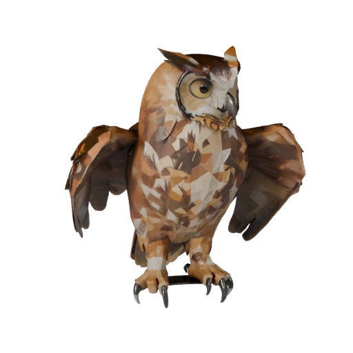 Низкополигональный филин 3D модель - Игровой ассет Unity с FBX