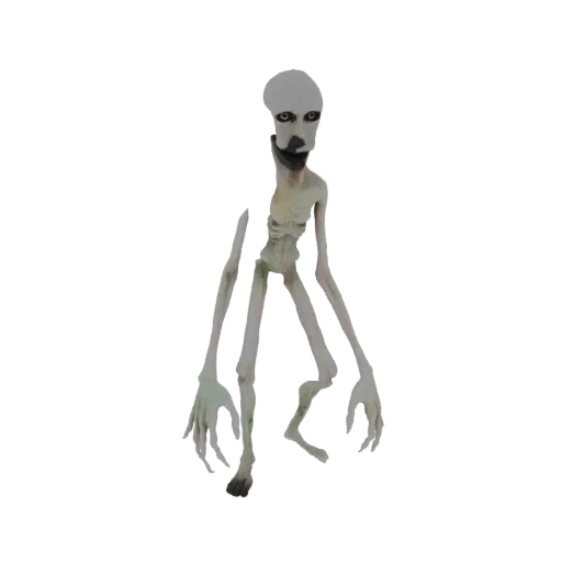 3D модель SCP-173, 'Скульптура', худощавое, бледное гуманоидное существо с длинными конечностями и когтистыми руками, на бело