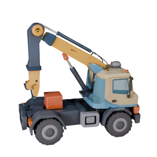 شاحنة رافعة كرتونية ثلاثية الأبعاد للألعاب المنمقة، أصل PBR