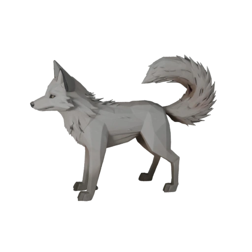 Низкополигональная 3D модель серой лисицы - Игровой ассет для Unity с FBX | PBR
