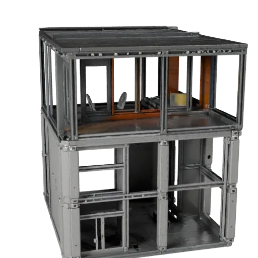 Модульный научно-фантастический строительный набор, печатная STL 3D модель, изометрический вид, показывающий материалы модуль