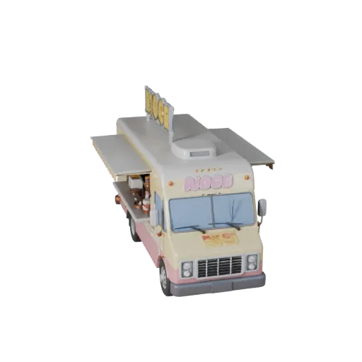Готовый к игре фудтрак 3D модель для использования в реальном времени PBR Asset