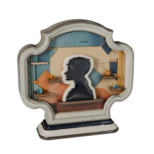 Стилизованная 3D-модель Luxury Wall Art, гостиная, стилизованный изометрический рендер, керамическая деталь.