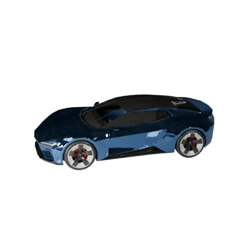 Низкополигональная 3D-модель концепт-кара, вид из игрового окна в три четверти, низкополигональный игровой ресурс автомобиля