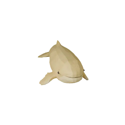 Низкополигональная 3D-модель белухи, вид сбоку в игровой камере, низкополигональная модель животного с реакцией кожи под водо