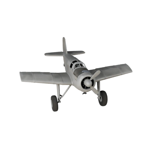 Винтажный истребитель 3D Модель - Готов к игре PBR Транспорт