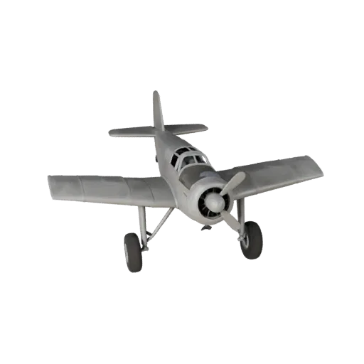 Готовая к игре 3D-модель винтажного истребителя, вид в студии с трех четвертей, готовый к производству ассет транспортного ср