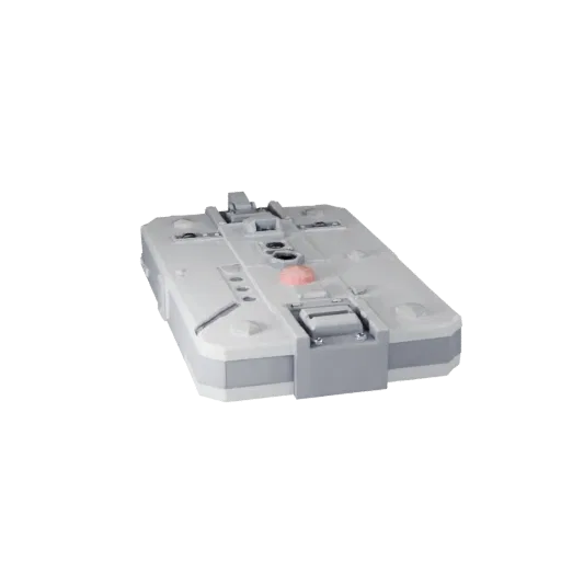 Низкополигональная 3D-модель современной нажимной плиты, вид в игровом окне с трех четвертей, показывающий металлические петл