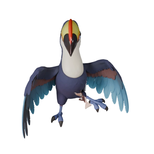 Мультяшный тукан 3D модель - стилизованный ассет для анимации | PBR
