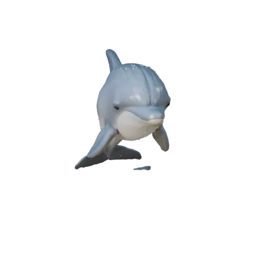 3D-модель мультяшной афалины, вид сбоку, рендер дикой природы, стилизованный ассет животного с поверхностным расчленением, ко
