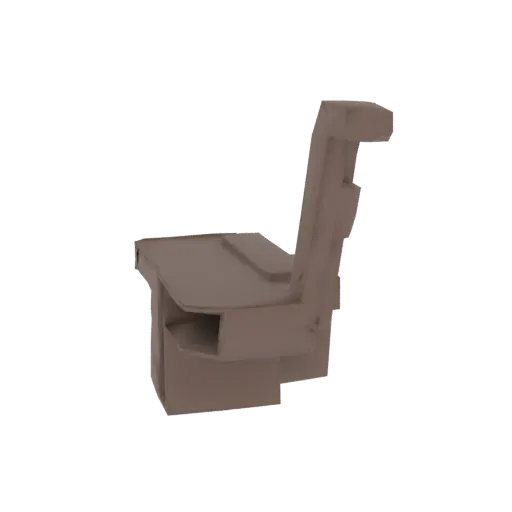 3D модель современного минималистичного офисного кресла со встроенным столом, вид сбоку.