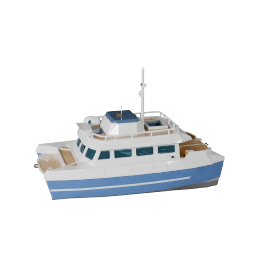 Низкополигональный катамаран 3D модель для Unity и Unreal PBR Asset