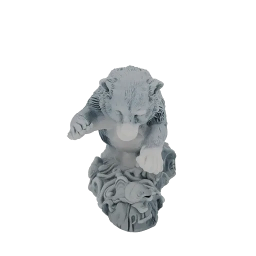 3D модель серого медвежонка, тянущегося вниз, чтобы поймать рыбу в бурлящей воде