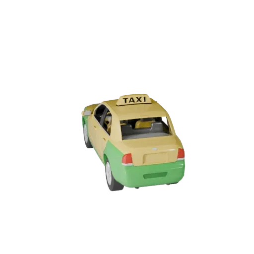 3D модель такси, вид в студии в три четверти, готовый к использованию в Blender актив транспортного средства с линиями кузова