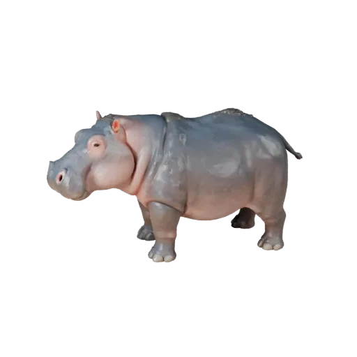 3D модель бегемота, вид сбоку в игровом ракурсе, готовый для Unity ассет животного с четкой анатомией, естественной массой те