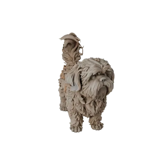 3D-модель собаки Ши-тцу в STL, изометрический вид, готовая к печати фигурка животного с плоскостями морды, подушечками лап, с