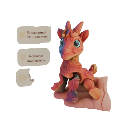 3D модель милого, стилизованного фэнтезийного козла с голубыми глазами и детализированными доспехами, сидящего на руке.