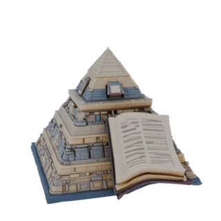 3D модель египетской пирамиды с раскрытой книгой на вершине