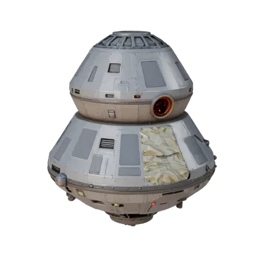 3D-модель грузового космического корабля, игровой вид в три четверти, готовый к использованию в Unity актив транспорта с силу