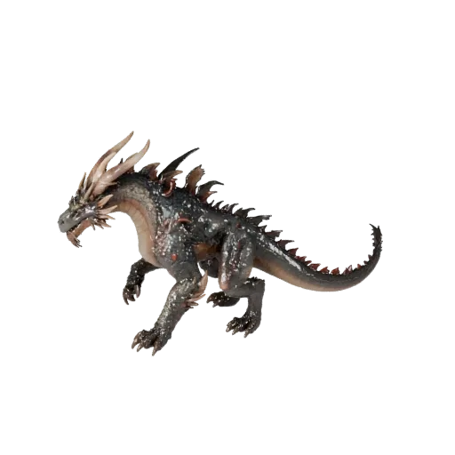 3D модель Sky Dragon, вид сбоку игровой камеры, готовый для Unity ассет животного с фэнтезийной анатомией, героической позой,