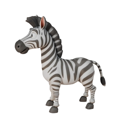 Мультяшная зебра 3D модель - Стилизованный ассет для анимации | Бесплатно