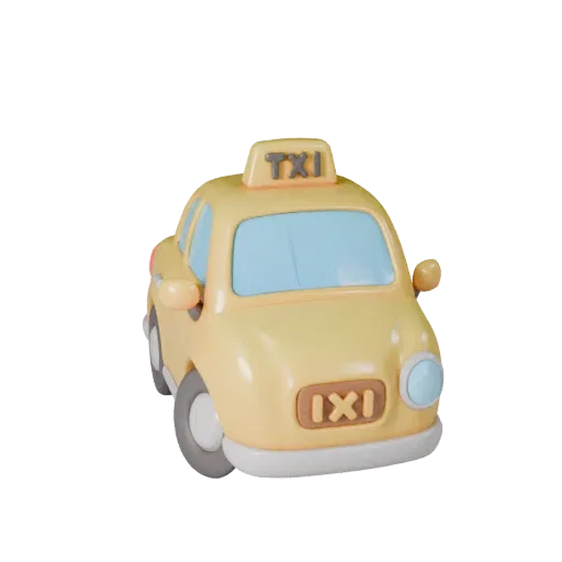 Мультяшный автомобиль такси 3D модель для стилизованных игр, PBR ресурс