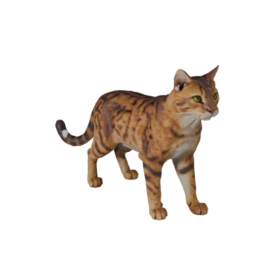 Реалистичная 3D модель Сервала, вид сбоку, рендер дикой природы, готовый к анимации ассет животного с сужением челюсти, лопат