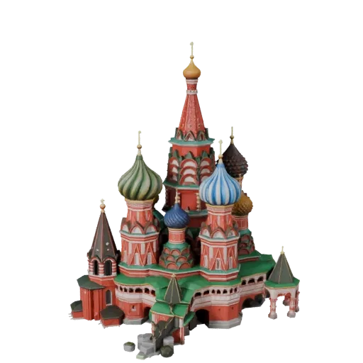 Готовая к Unity 3D модель Собора Василия Блаженного, окно просмотра движка Unity, показывающее материалы структуры достоприме