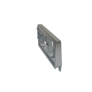 3D-модель современного прямоугольного настенного корпуса с внутренними отсеками и монтажными кронштейнами, показанная с трехч