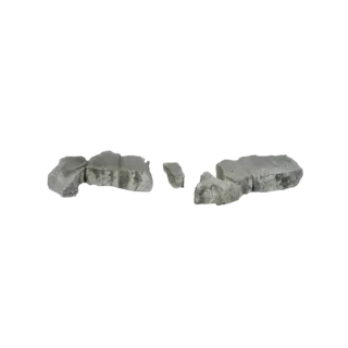 3D модель нескольких сломанных серых камней, разбросанных на белом фоне, с реалистичной текстурой и детализацией.