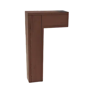 3D модель деревянного углового кронштейна Г-образной формы в деревенском стиле с видимой текстурой дерева и коричневой отделк