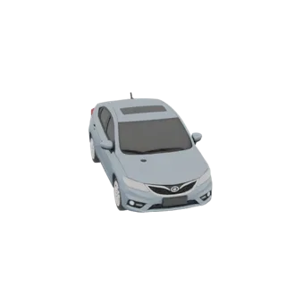 3D модель светло-серого хэтчбека Lada Vesta 2015 года, вид спереди и сбоку, на белом фоне