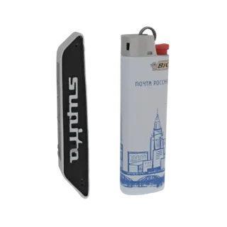 3D модель зажигалки BIC с дизайном Почты России и отдельной эмблемой Supra.