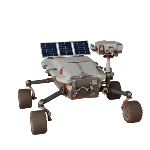 Готовая к просмотру 3D-модель марсохода Mars Planetary Rover GLB, студийный рендер сверху, показывающий силуэт марсохода и ко
