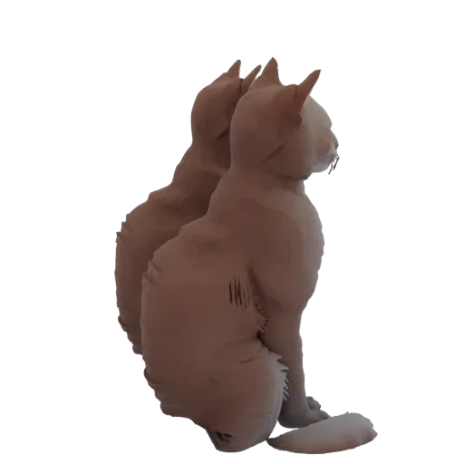 3D рендер двух сфинксов, сидящих рядом, с гладкой светло-коричневой текстурой и детализированными морщинами.