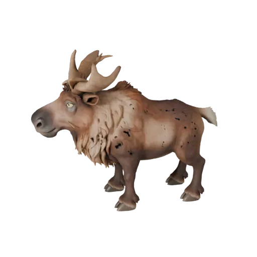 3D модель северного оленя, вид сбоку, рендер дикой природы, готовый для Blender ассет животного с объемом груди, переломами к